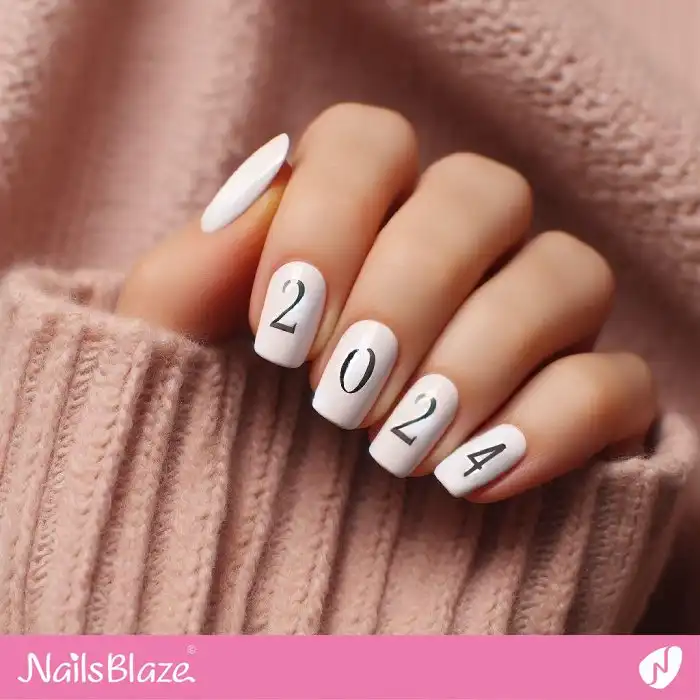 Simple Numerical New Year Nails |  2024 Nails - NB1339